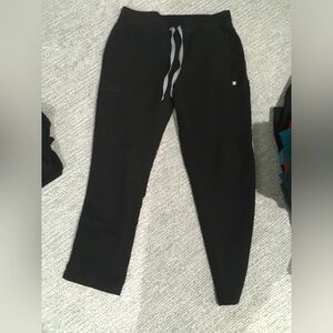 Figs Black Jogger Sweatpants with Gray Drawstring